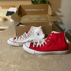 Converse High Top Sneakers - Red & White Two-Tone